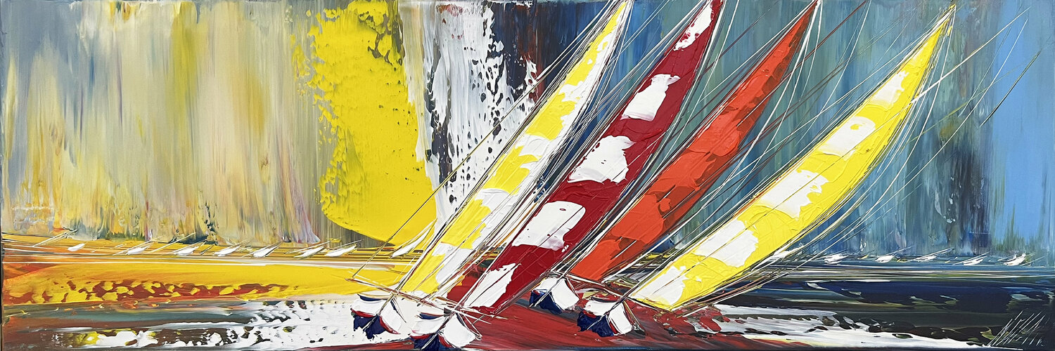 Couleurs à l'horizon... (Esprit voile 2021) Olivier Messas Originalgemälde zu verkaufen