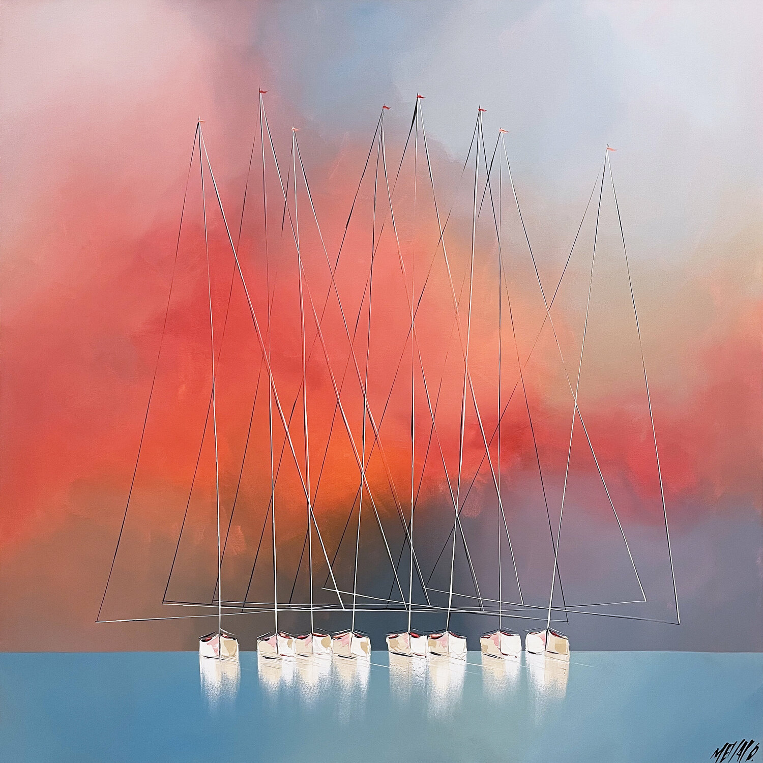 Sous un ciel d'été... (Esprit voile 2022) Olivier Messas Originalgemälde zu verkaufen