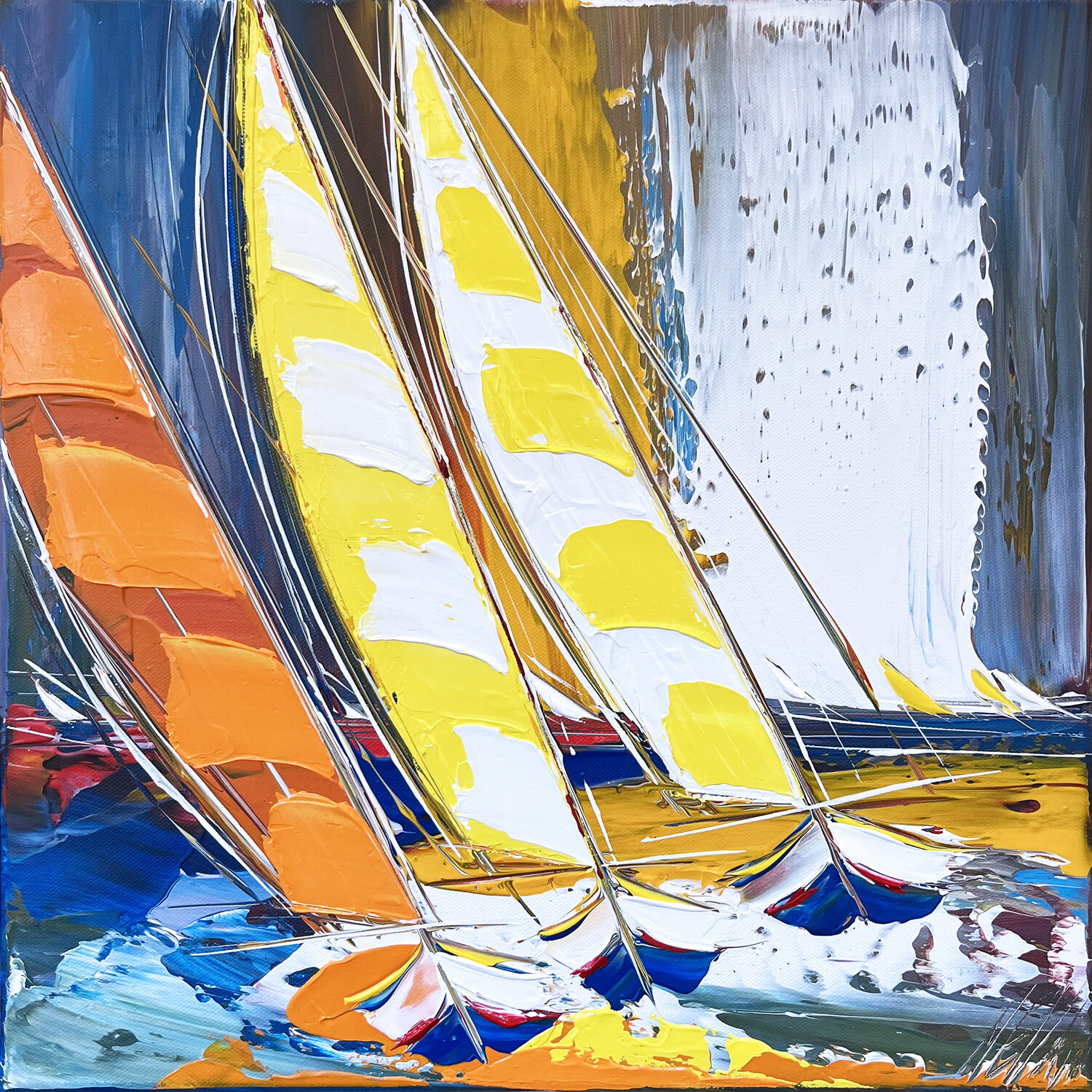 Régate d'été... (Esprit voile 2022) Olivier Messas Originalgemälde zu verkaufen