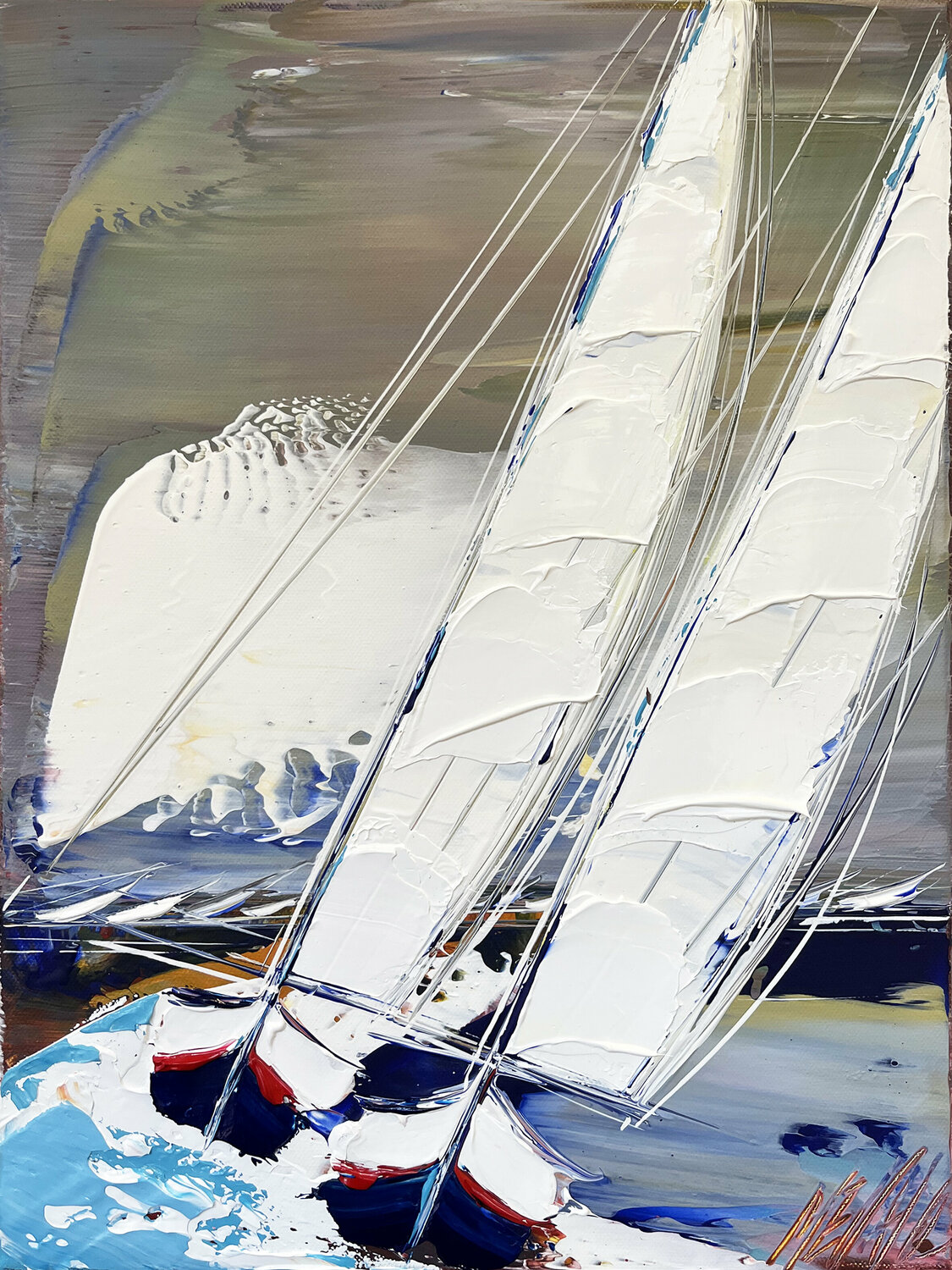 Voyage à deux... (Esprit voile 2022) Olivier Messas Originalgemälde zu verkaufen
