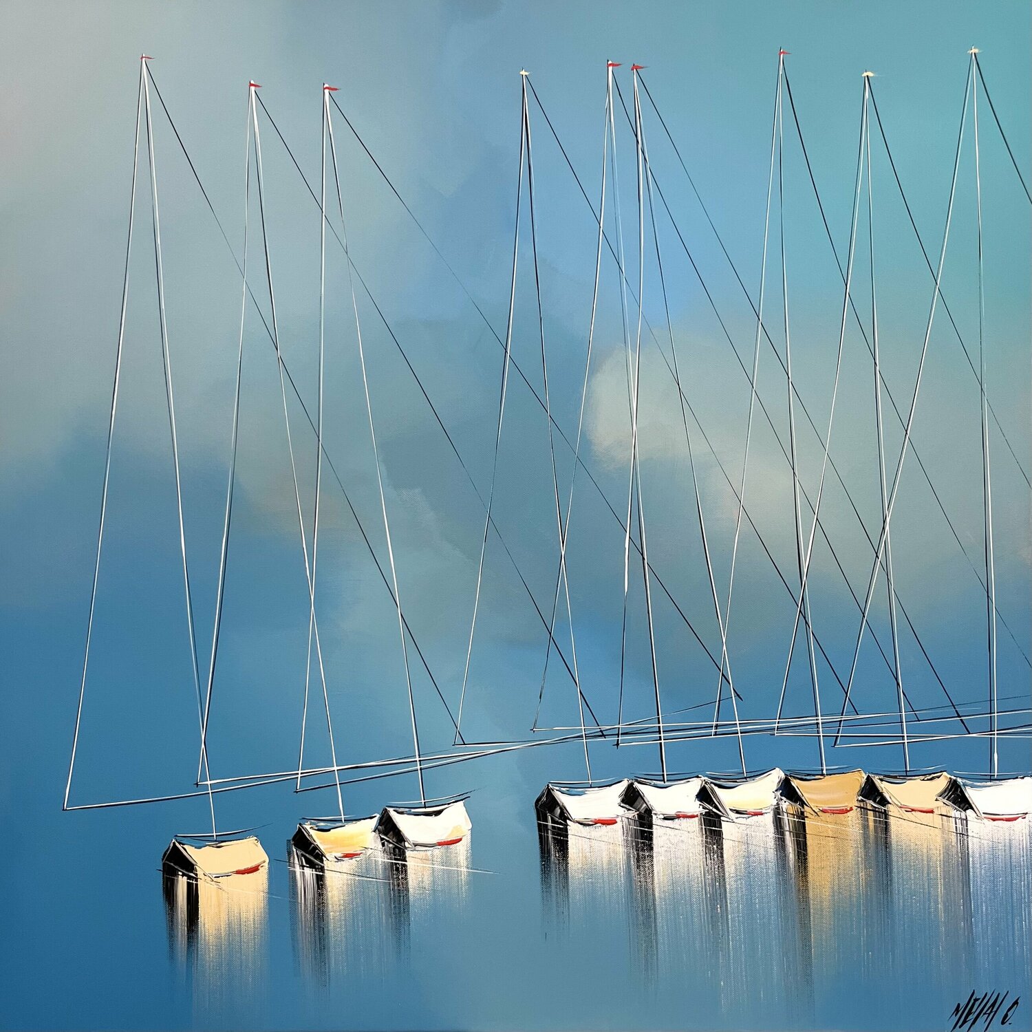 Suspendu entre ciel et mer... (ESPRIT VOILE 2022) Olivier Messas Originalgemälde zu verkaufen