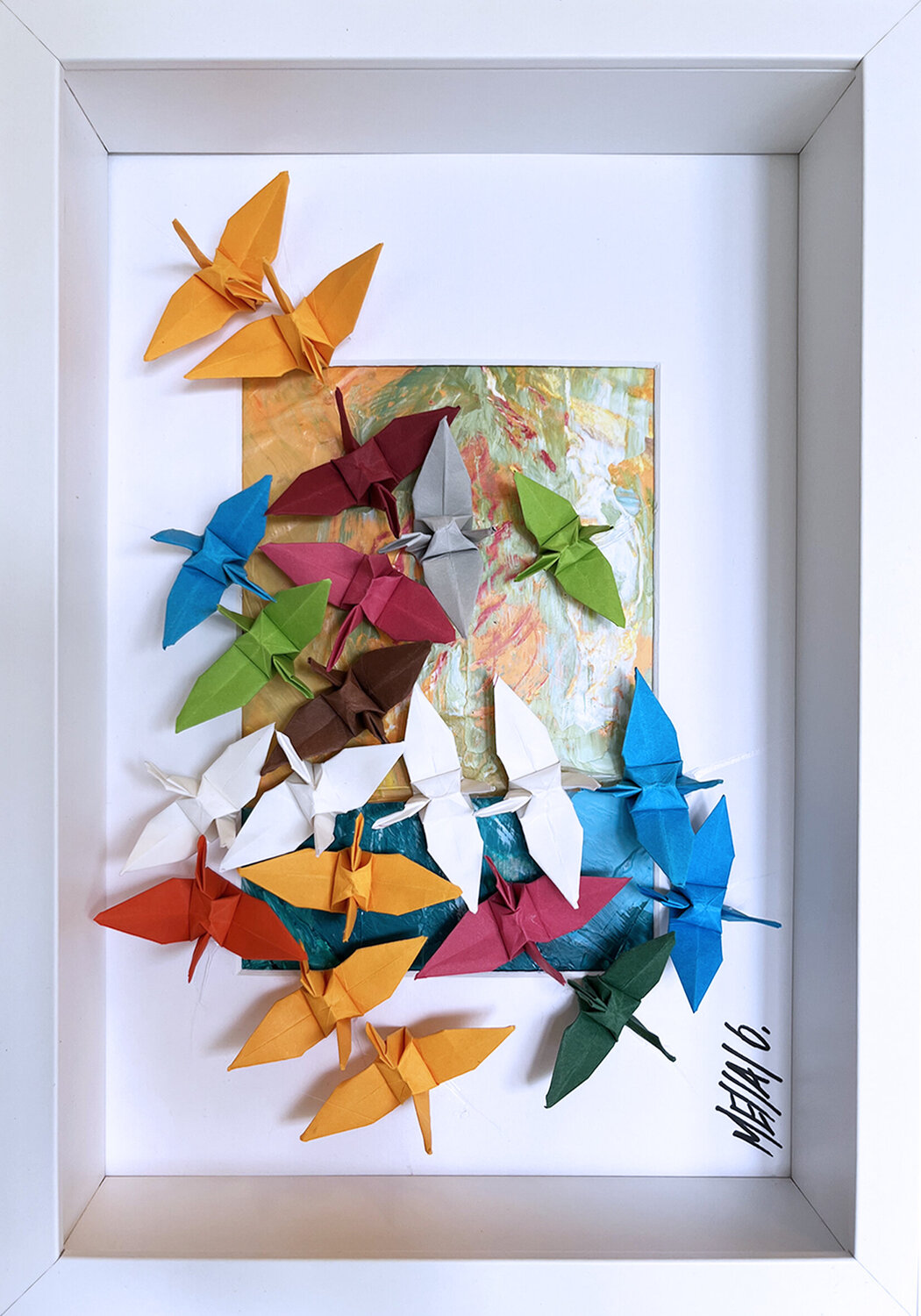 L'envolée de couleurs... V (ORIGAMI 2022) Olivier Messas Werk auf Papier zu verkaufen