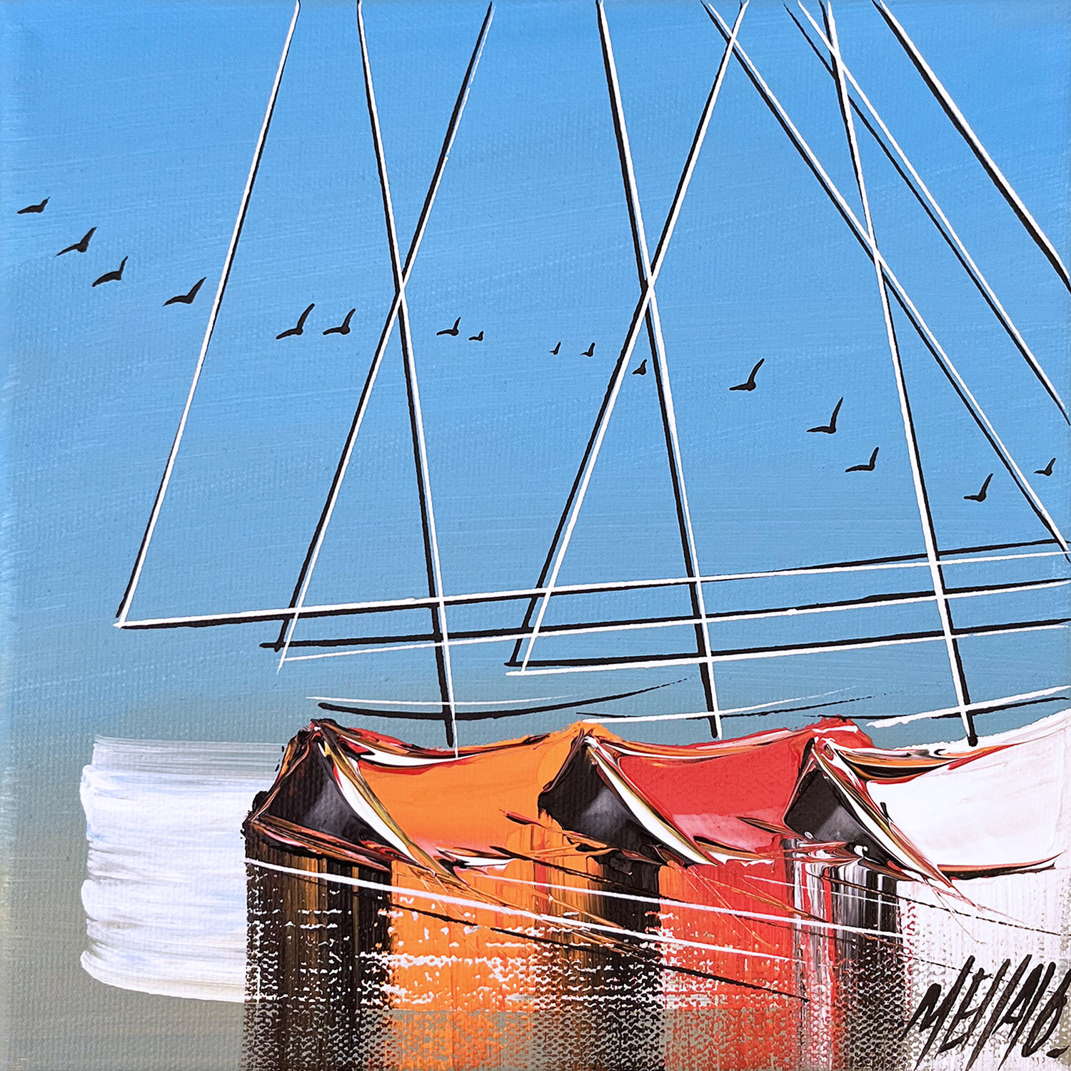 L'envol du matin... (Esprit voile 2022) Olivier Messas Originalgemälde zu verkaufen