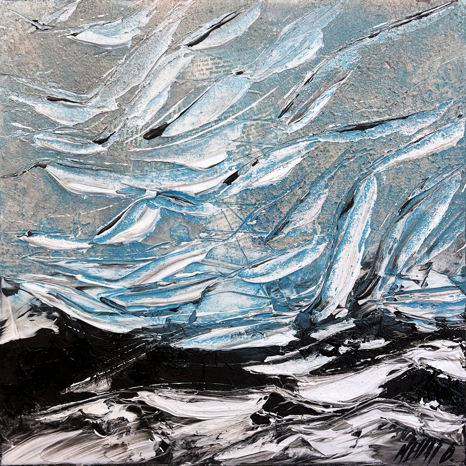 Les mouettes de l'horizon... (PAYSAGE ABSTRAIT 2022) Olivier Messas Originalgemälde zu verkaufen