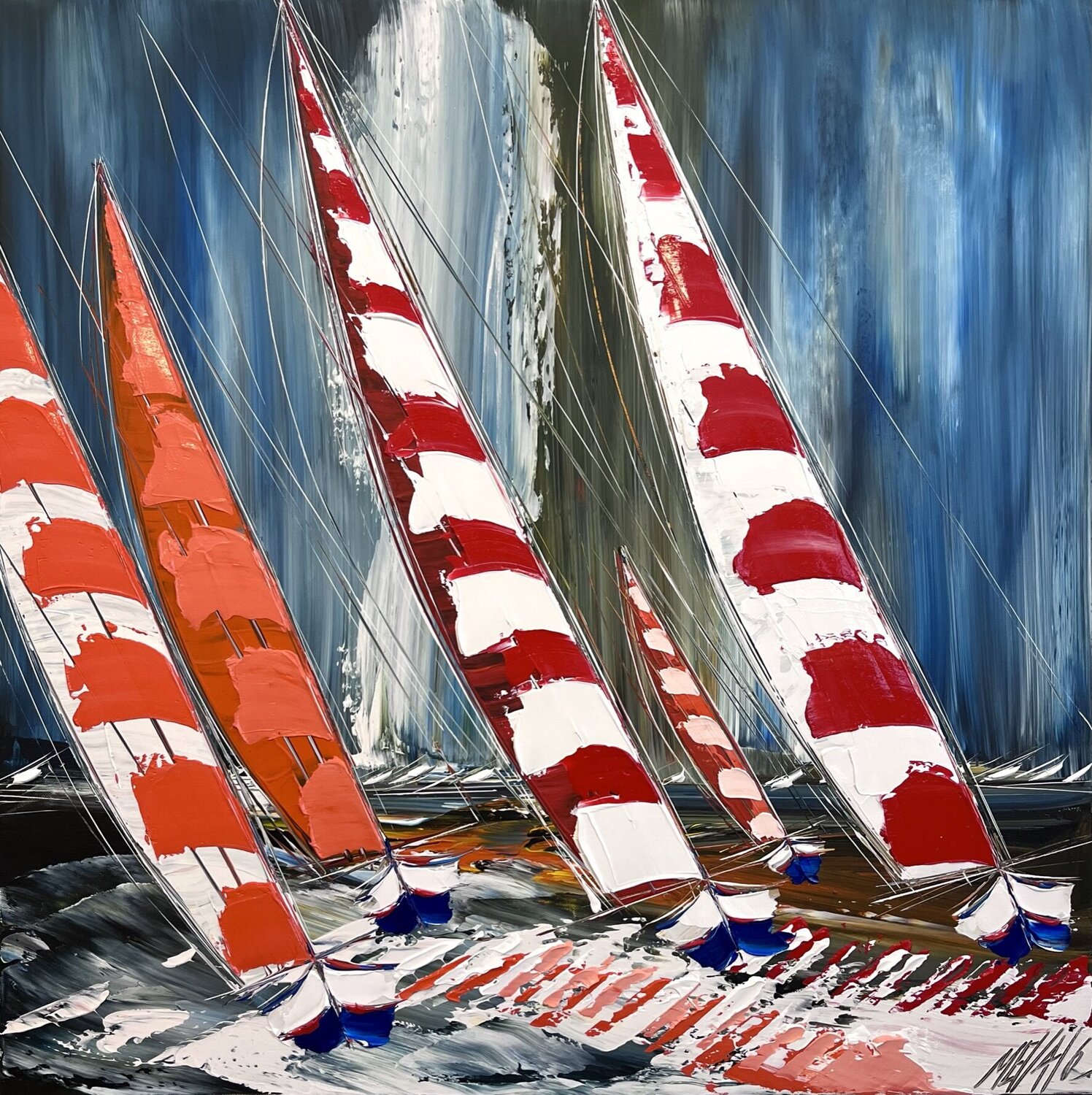 Les voiliers du bout du monde… (Esprit voile 2022) Olivier Messas Dipinto originale in vendita