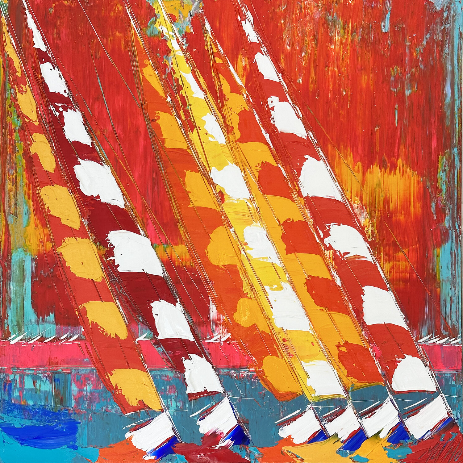 Régate en couleurs... (ESPRIT VOILE 2023) Olivier Messas Originalgemälde zu verkaufen