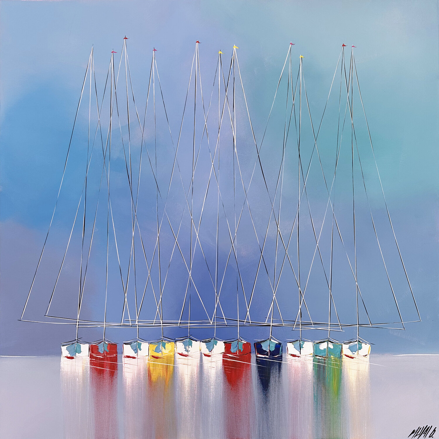 Les uns avec les autres... (ESPRIT VOILE 2023) Olivier Messas Originalgemälde zu verkaufen