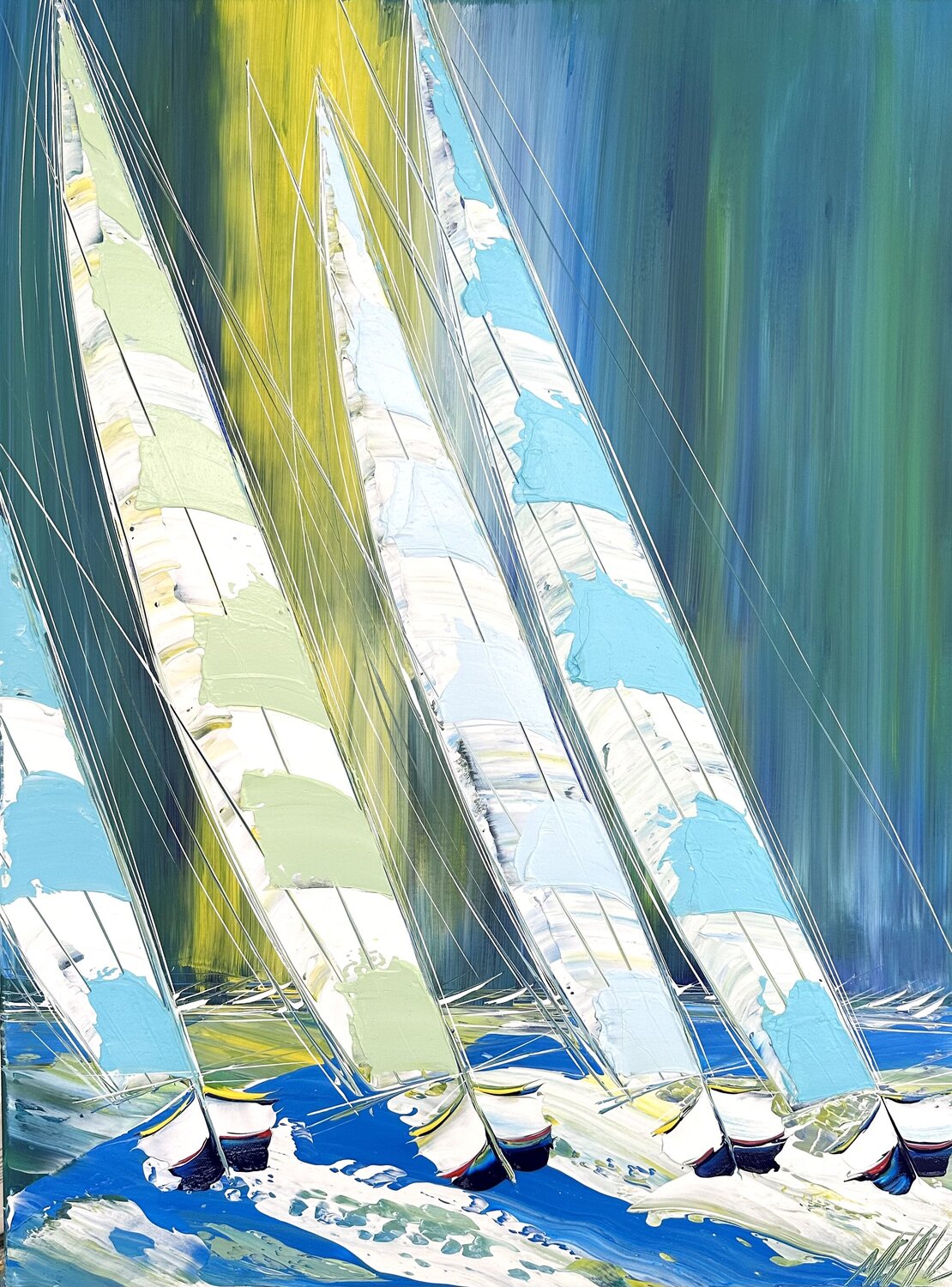 Les reflets bleus de l’océan... (ESPRIT VOILE 2023) Olivier Messas Originalgemälde zu verkaufen