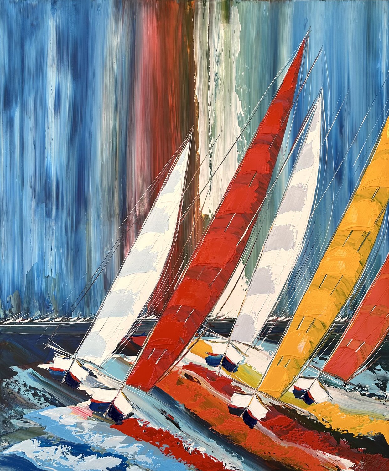 Les voiles de la liberté... (ESPRIT VOILE 2024) Olivier Messas Originalgemälde zu verkaufen
