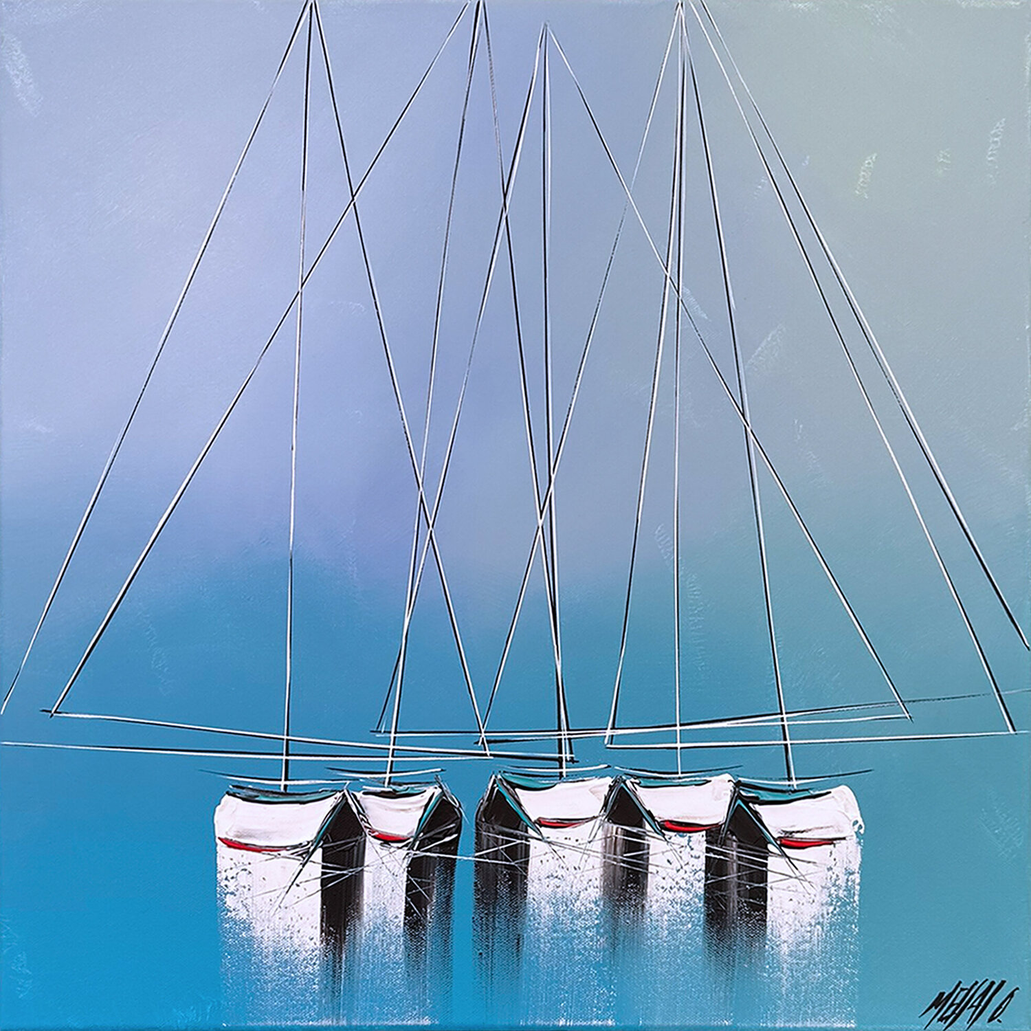Les mâts du grand bleu... (ESPRIT VOILE 2024) Olivier Messas Dipinto originale in vendita