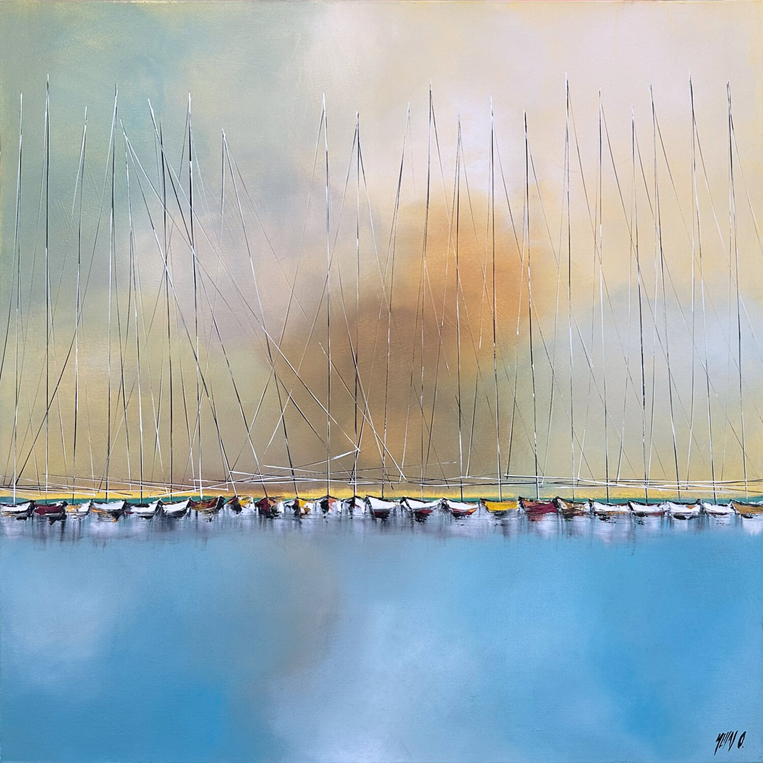 Voiliers entre ciel et mer... (Esprit voile 2016) Olivier Messas Originalgemälde zu verkaufen