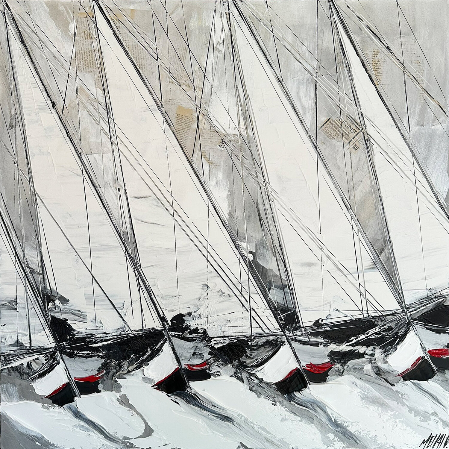 Aux rythme du vent et des voiles… (PAYSAGE ABSTRAIT 2024) Olivier Messas Peinture originale à vendre