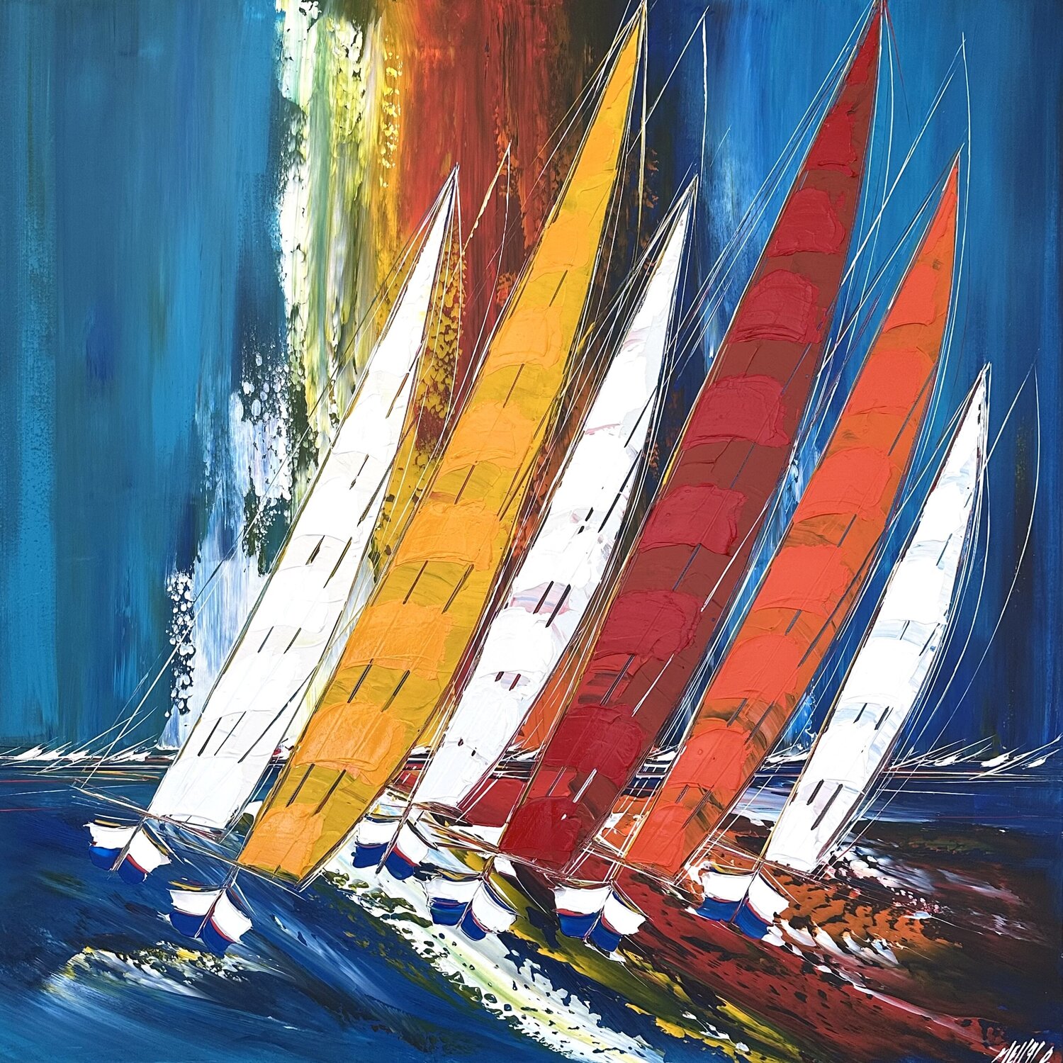 Régate de la liberté... (ESPRIT VOILE 2024) Olivier Messas Originalgemälde zu verkaufen