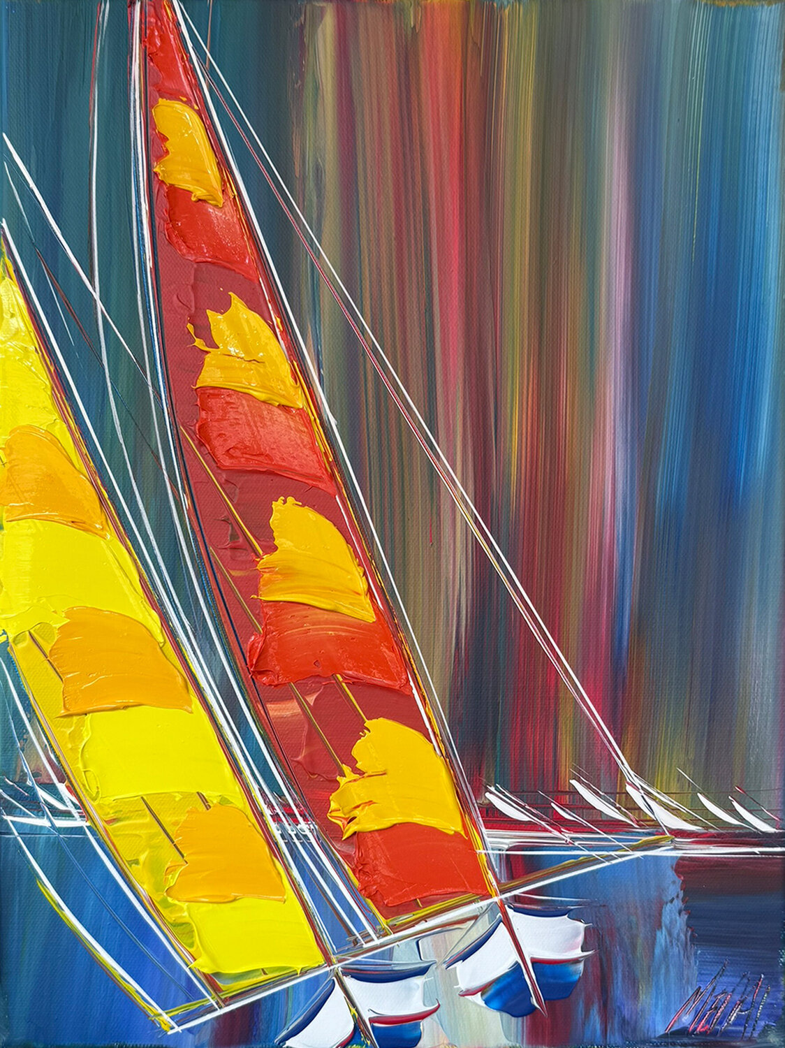 Énergie en mer... (ESPRIT VOILE 2025) Olivier Messas Dipinto originale in vendita