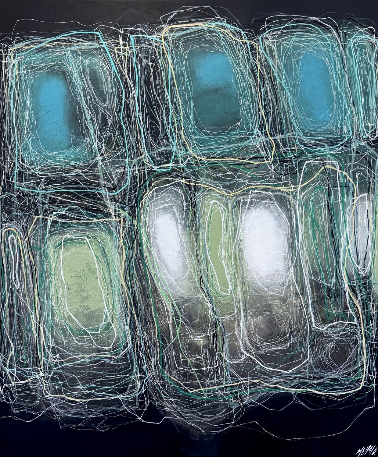Vibrations nomades... (GÉOMÉTRIE NOMADE 2025) Olivier Messas Originalgemälde zu verkaufen