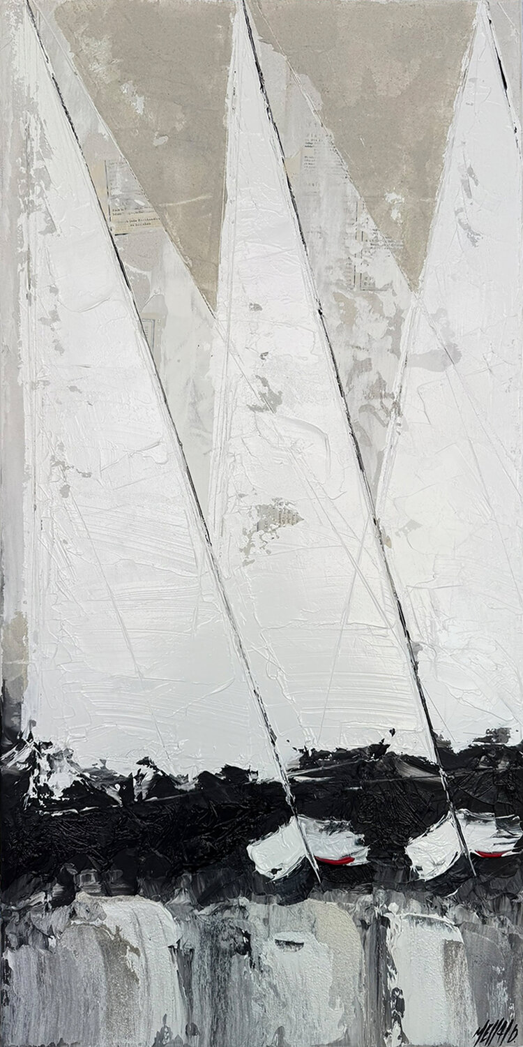 Les voiles de Saint-Tropez... I (PAYSAGE ABSTRAIT 2025) Olivier Messas Originalgemälde zu verkaufen