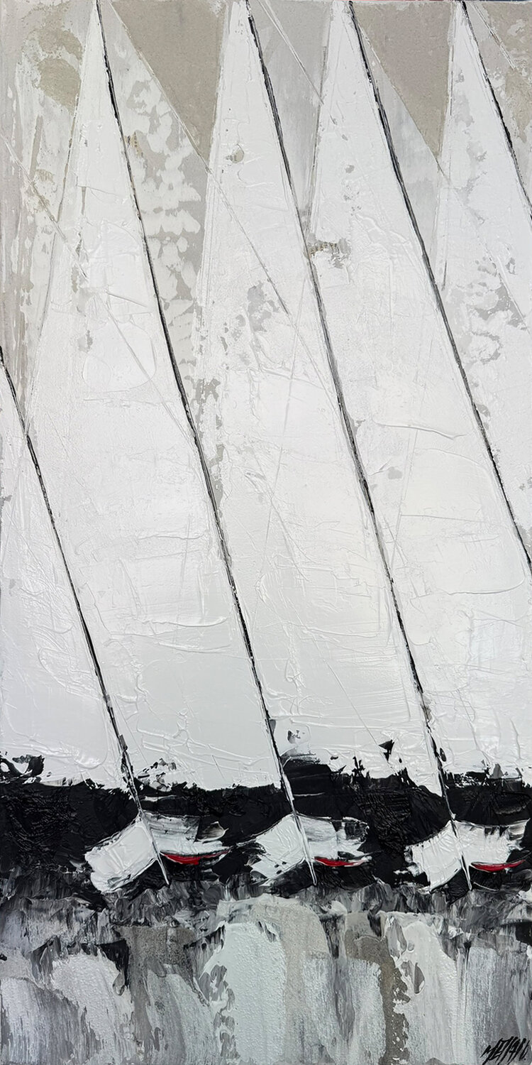 Les voiles de Saint-Tropez... III (PAYSAGE ABSTRAIT 2025) Olivier Messas Originalgemälde zu verkaufen