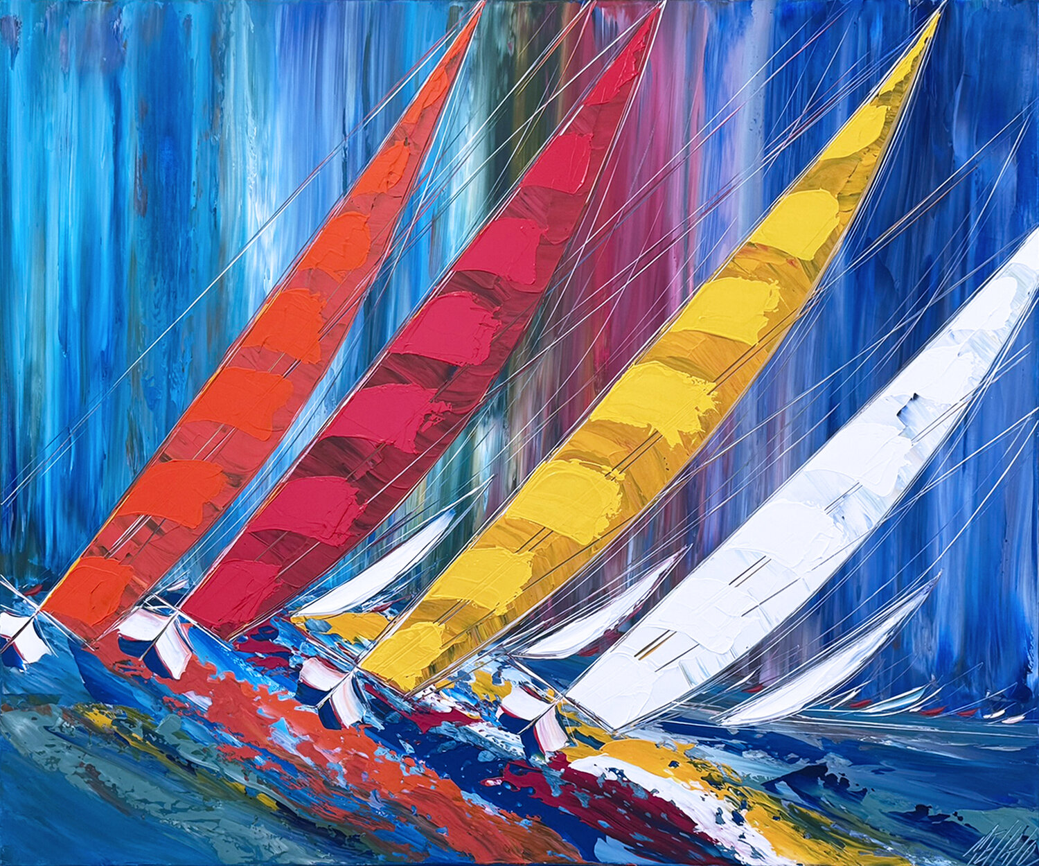 Au souffle du vent... (ESPRIT VOILE 2025) Olivier Messas Original painting for sale