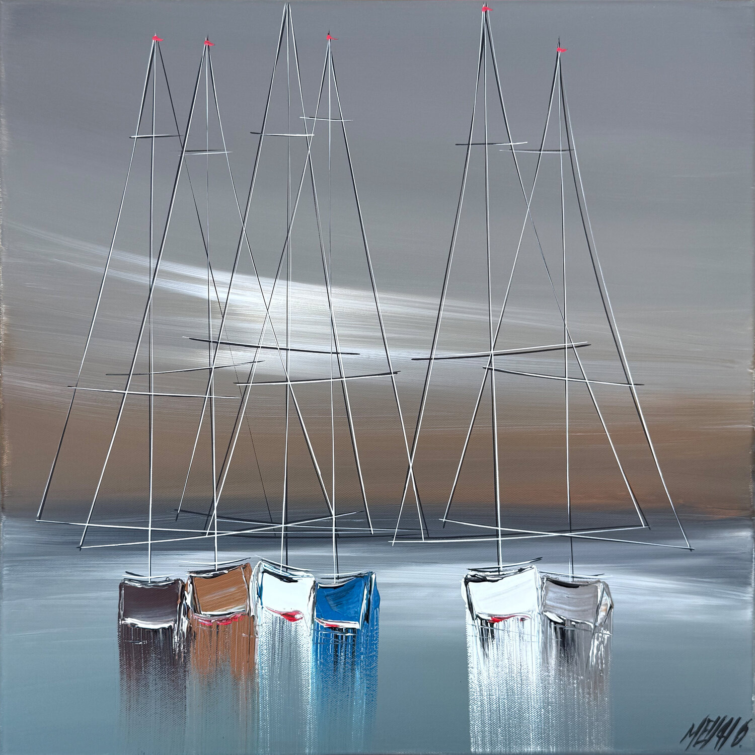 À l'aube des marée… (ESPRIT VOILE 2026) Olivier Messas Origineel schilderij te koop