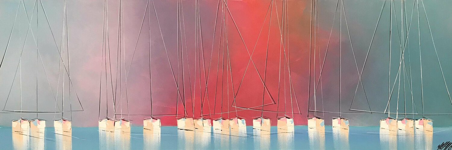 Bonheur à l'horizon... (Esprit voile 2020) Olivier Messas Dipinto originale in vendita