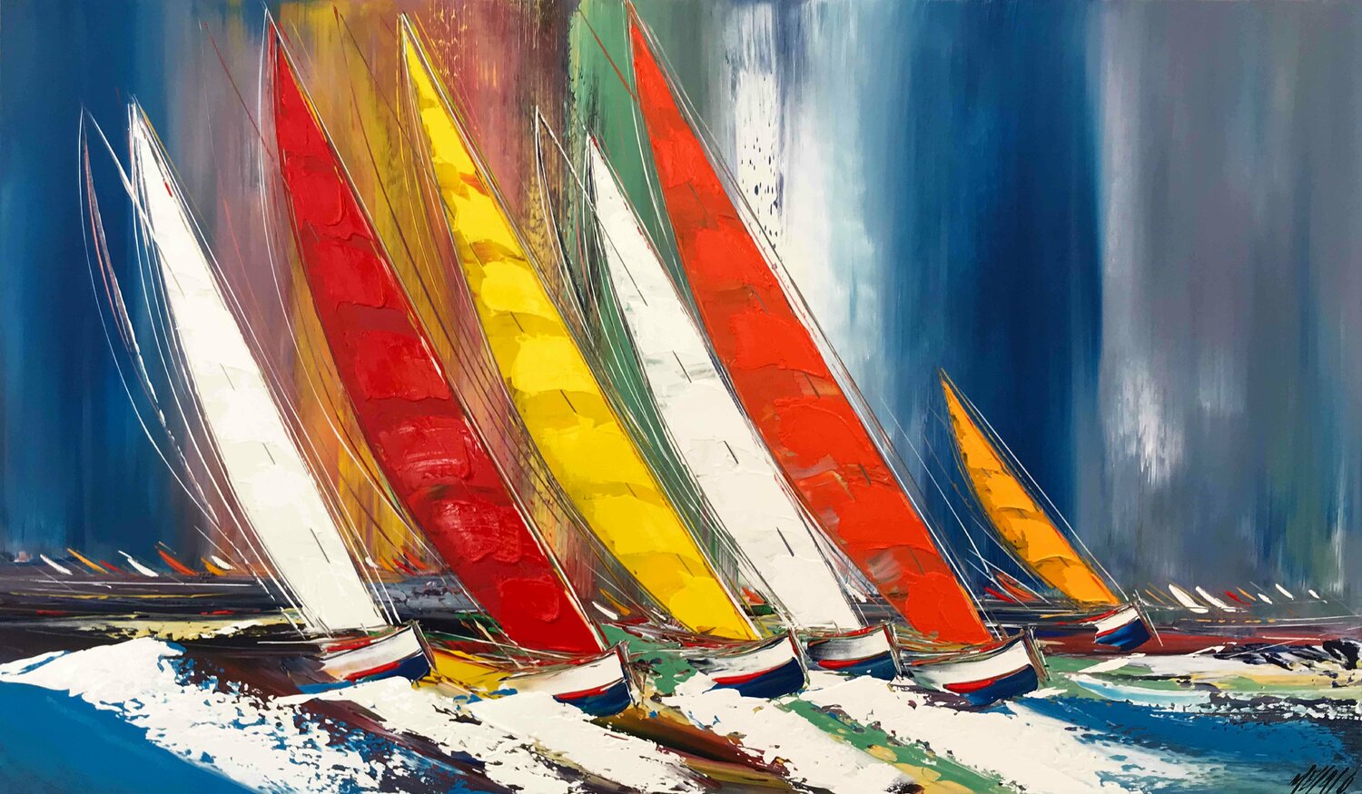 Les voiliers de la liberté... (ESPRIT VOILE 2020) Olivier Messas Originalgemälde zu verkaufen
