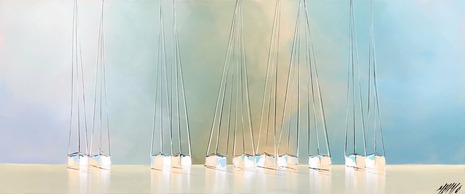 Calme au petit matin... (ESPRIT VOILE 2020) Olivier Messas Dipinto originale in vendita