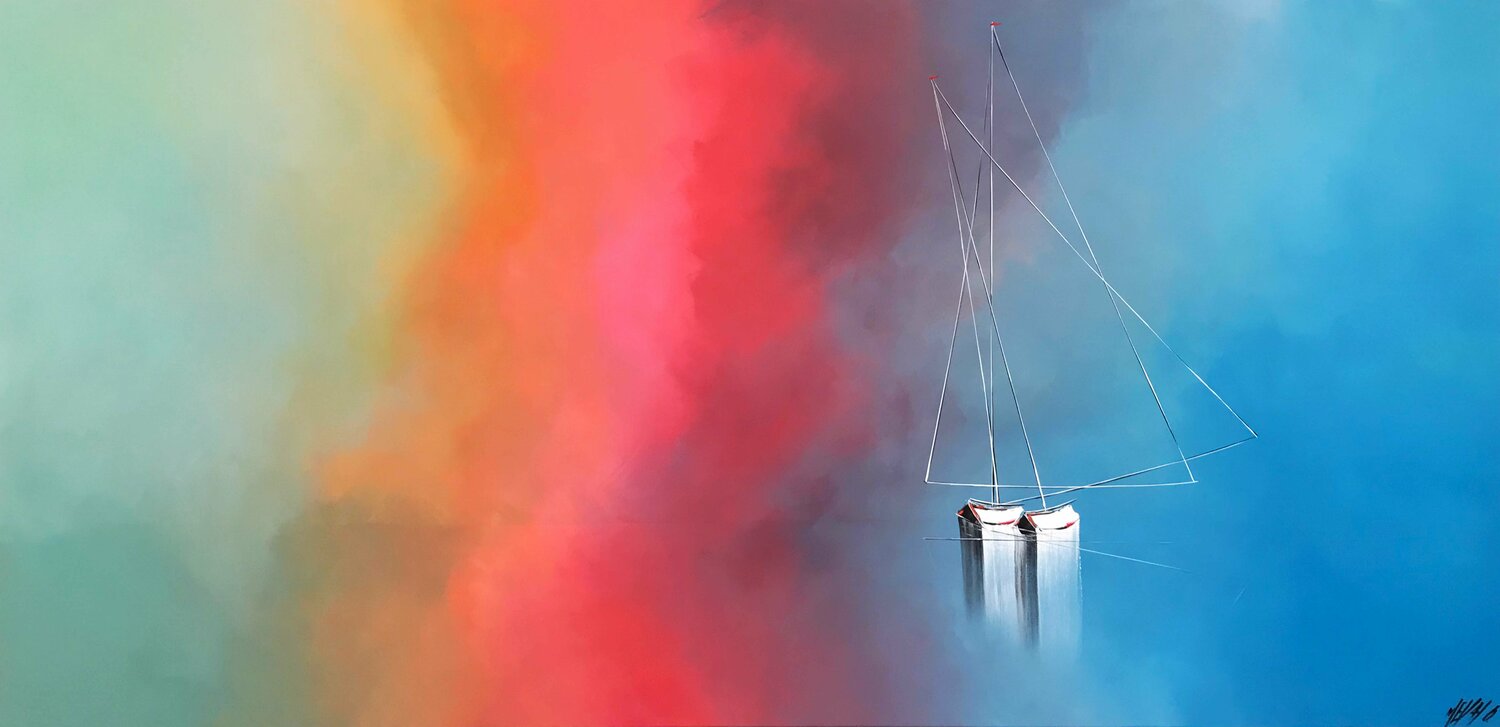 Sérénité à l'horizon.. (ESPRIT VOILE 2020) Olivier Messas Originalgemälde zu verkaufen
