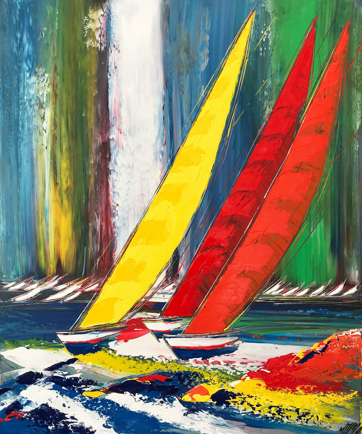 Au souffle du vent... | « IN THE WIND... » (Esprit voile 2020) Olivier Messas Originalgemälde zu verkaufen