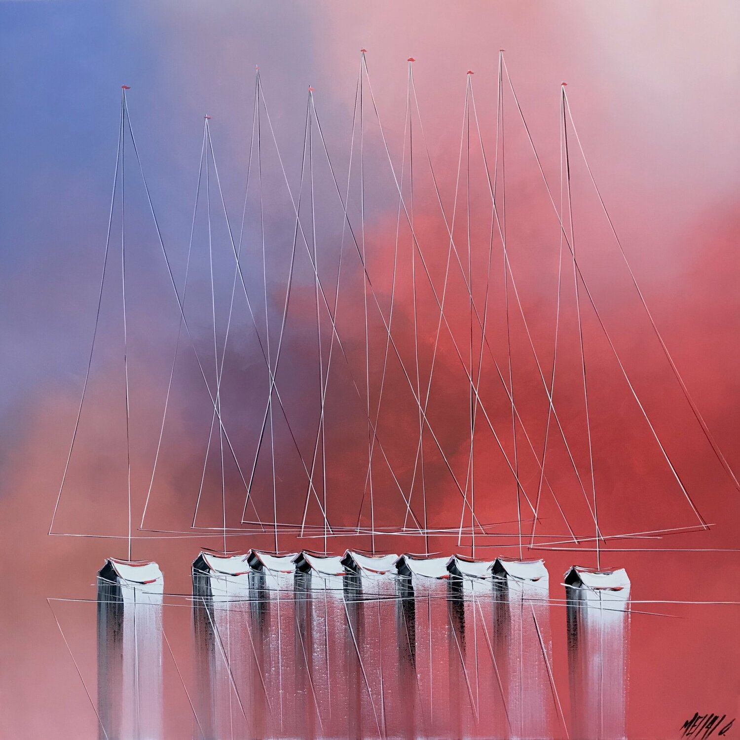 Sérénité en mer.. (ESPRIT VOILE 2020) Olivier Messas Originalgemälde zu verkaufen