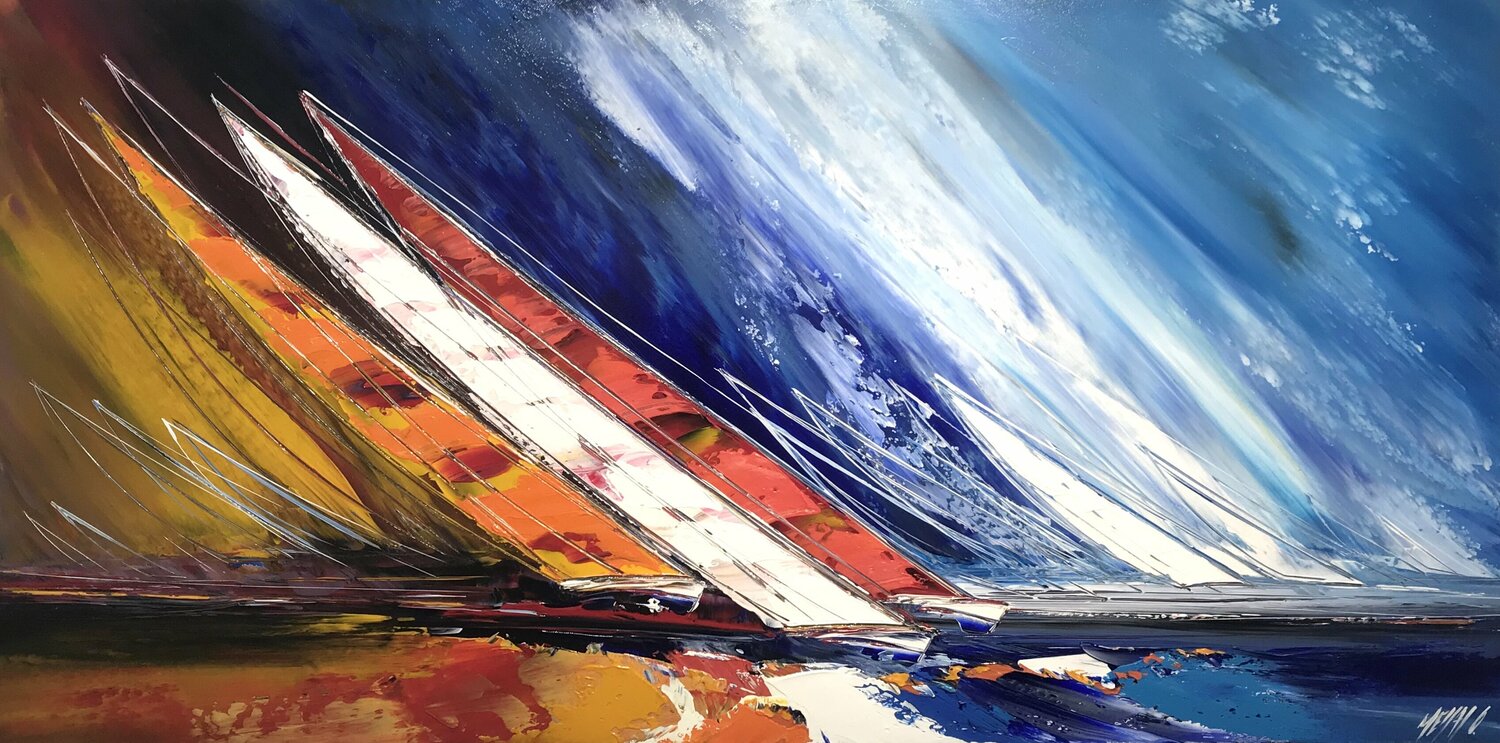 Le temps des régates... II (Esprit voile 2017) Olivier Messas Originalgemälde zu verkaufen