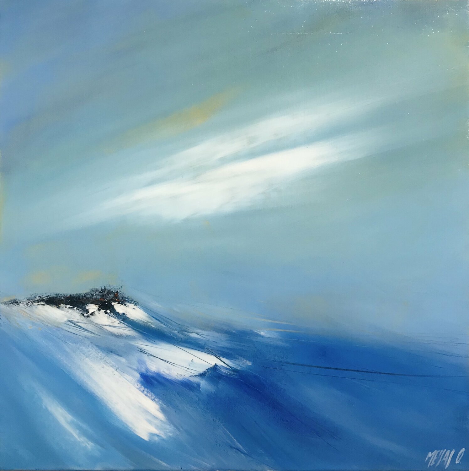 Souvenirs de mon île... (ENTRE CIEL ET MER 2014) Olivier Messas Originalgemälde zu verkaufen