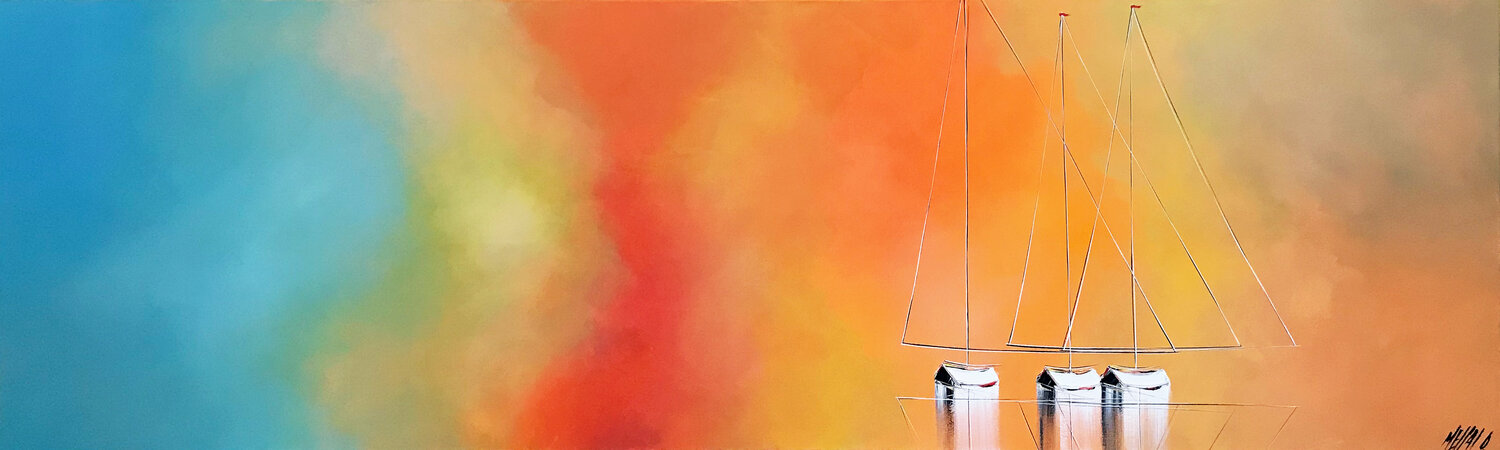 À la recherche du bonheur... (ESPRIT VOILE 2020) Olivier Messas Originalgemälde zu verkaufen