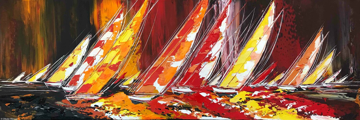 La nuit des voiliers... (Esprit voile 2018) Olivier Messas Dipinto originale in vendita