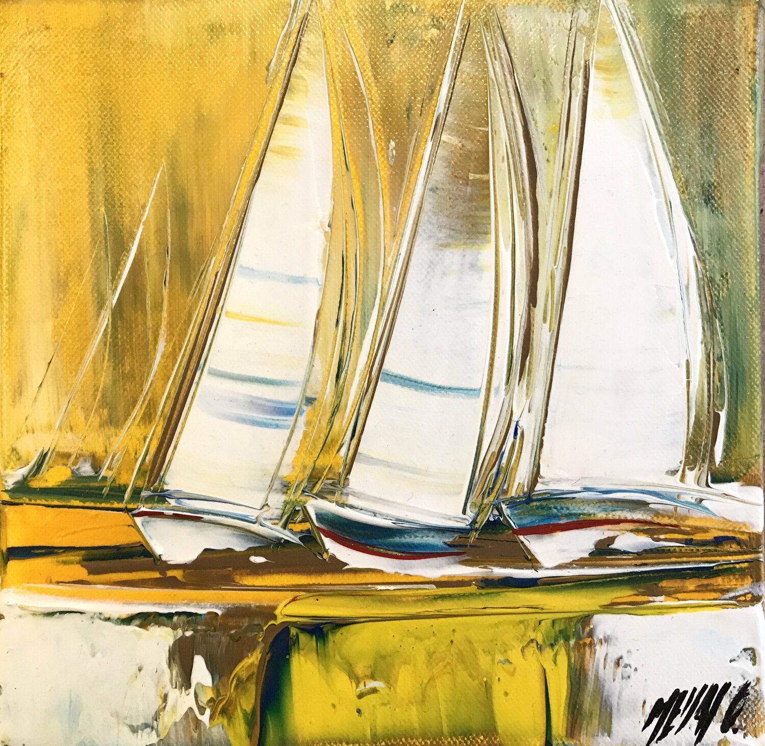 Régate d’été... (Esprit voile 2017) Olivier Messas Originalgemälde zu verkaufen