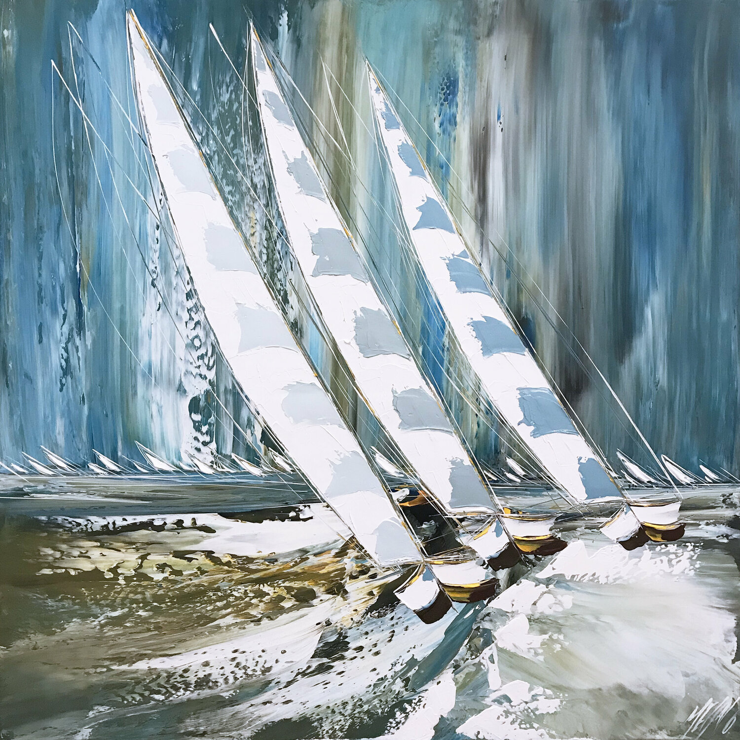 Les voiliers du Cap Corse... (Esprit voile 2020) Olivier Messas Dipinto originale in vendita