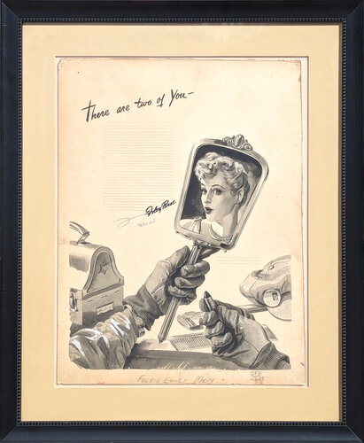 "There are Two of You" Early Modern Original Foley's Ad Layout of Woman & Mirror de Robert C. Joy, Pintura a la venta en Singulart