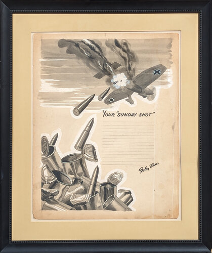 "You're Sunday Shot" Early Modern Original Ad Layout for Foley's with Airplane van Robert C. Joy, Schilderij te koop op Singulart