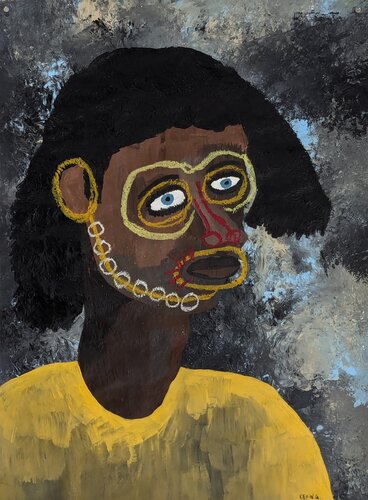 "The Lonely Family: Tonya" Contemporary Outsider Art Figurative Painting di Kevin Gilmore, Pittura in vendita su Singulart