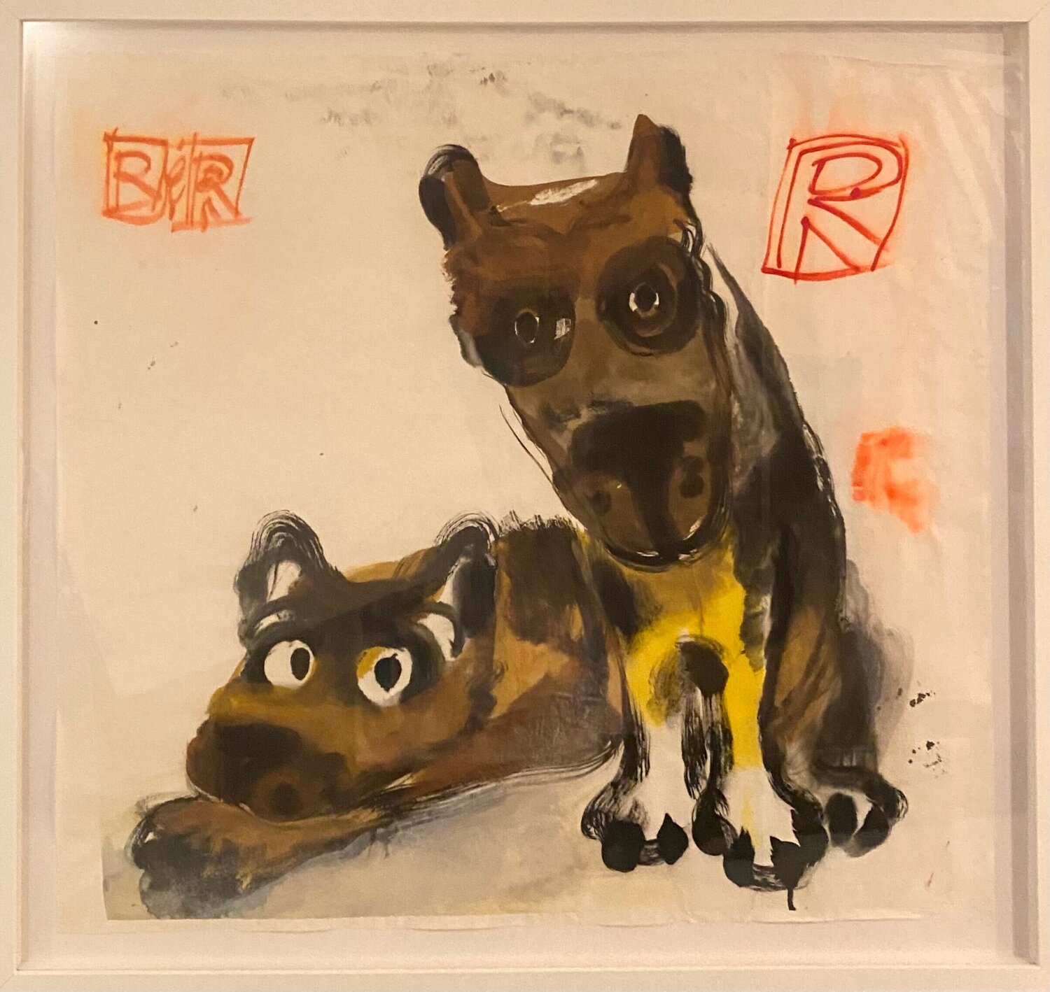 Deux Chiens thinking of Charmaine and Simone Tammy Smith Werk auf Papier zu verkaufen