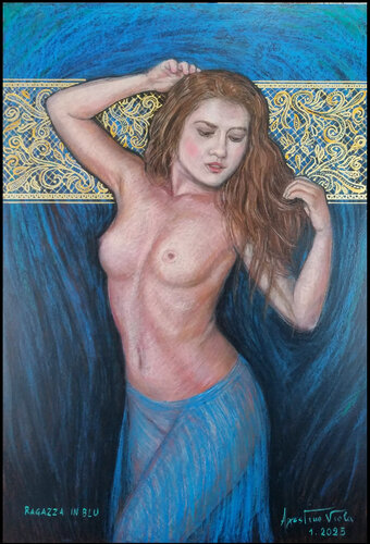 DONNA IN BLU von Agostino Viola, Zeichnungen kaufen auf Singulart