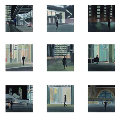 City at Night, Set of 9 par Gro Thorsen, Peinture en vente sur Singulart