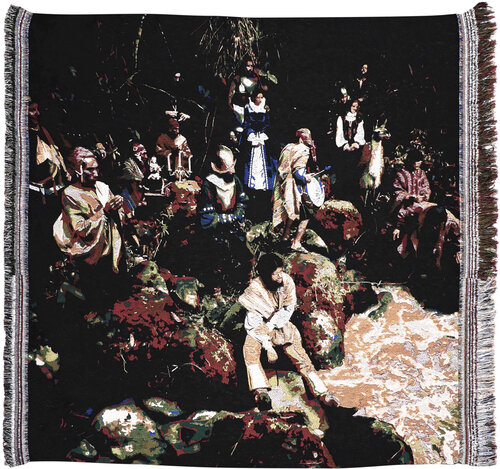  Indigenous and colonizers on the border of the Amazon River* von Muriel Gallardo Weinstein, Textil kaufen auf Singulart