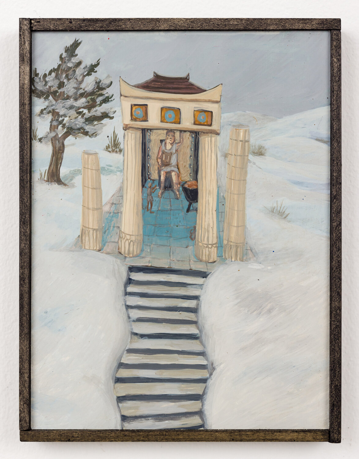 A Quiet Snowy Day At A Rebuilt Temple Christopher Ulivo Dipinto originale in vendita