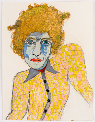 Blue face subjectine by Eve Wood, Work on Paper for Sale on Singulart