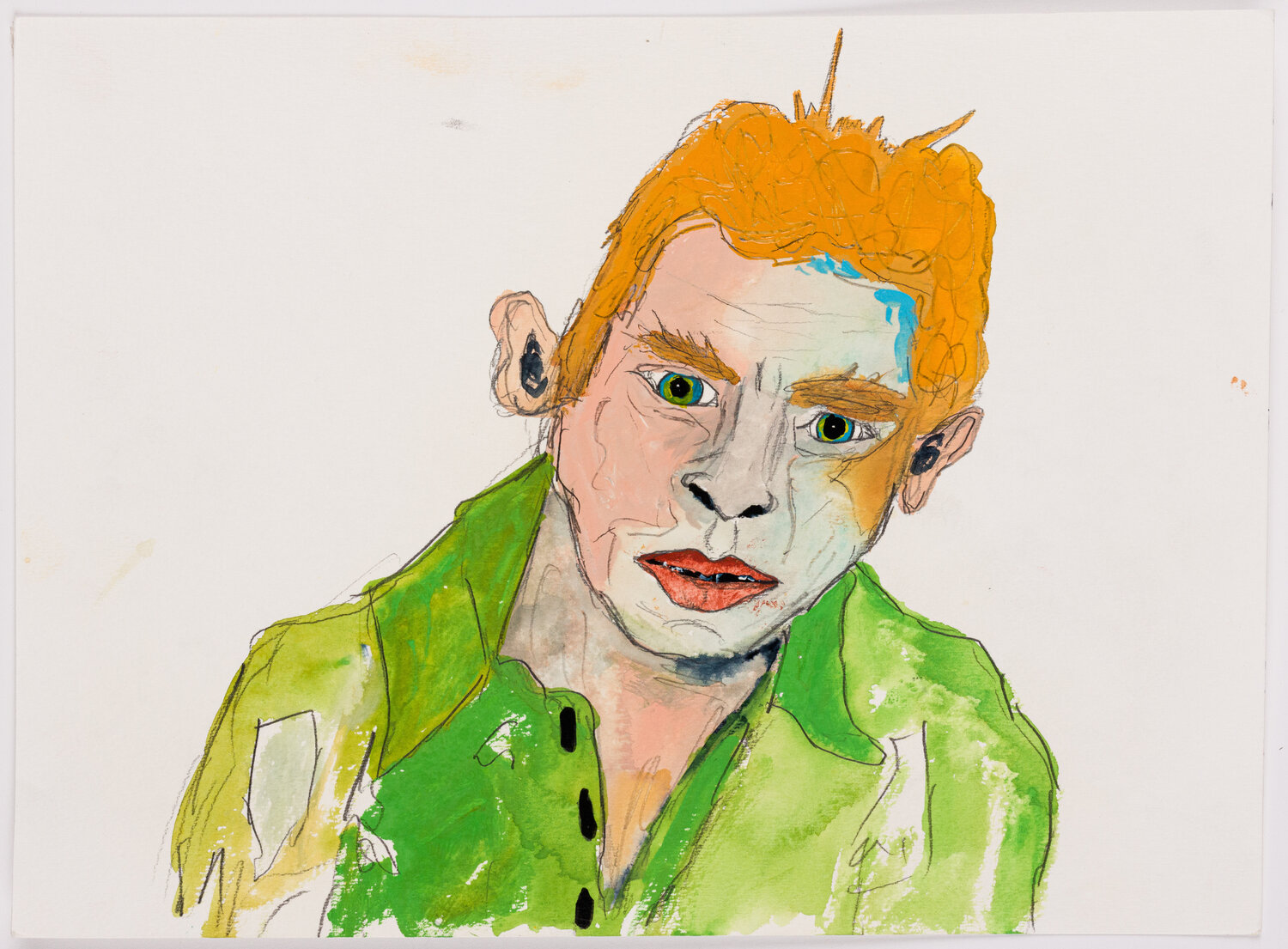 Blue Hairline Eve Wood Work on Paper for sale