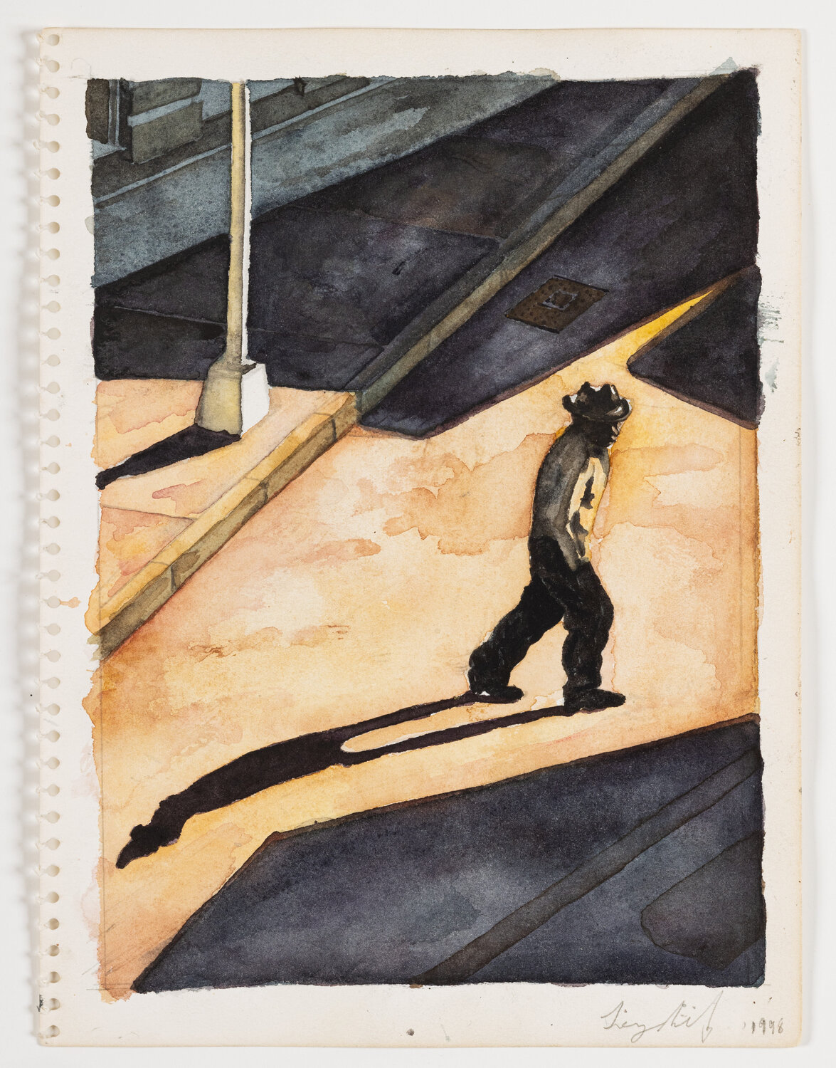Crossing Broom Street Lenny Silverberg Werk auf Papier zu verkaufen