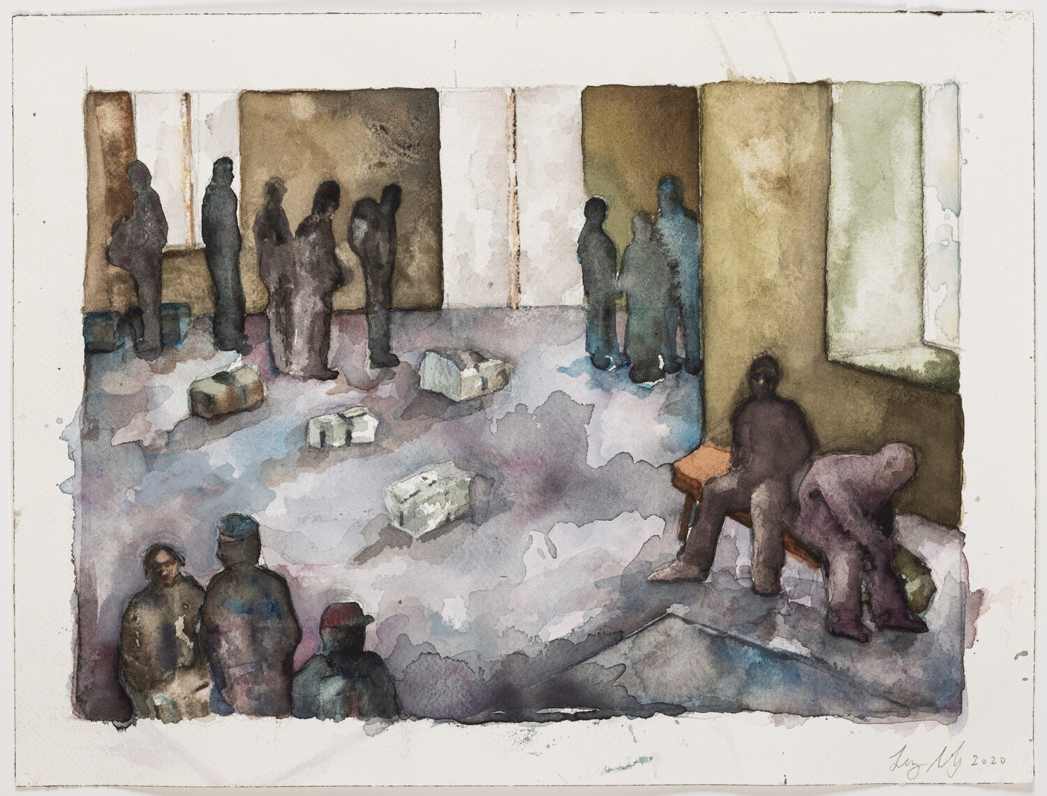 Waiting 3 Lenny Silverberg Werk auf Papier zu verkaufen