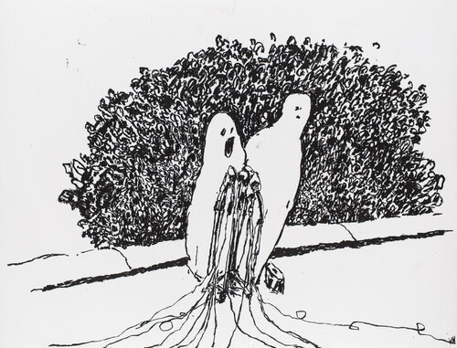 Ghost Press Conference di Kathleen Henderson, Opera su carta in vendita su Singulart