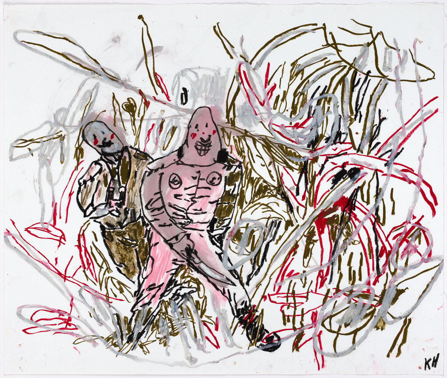 Untitled (two figures in landscape) Kathleen Henderson Opera su carta in vendita