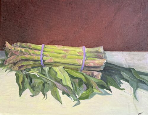 Asparagus on Wild Garlic by Iryna Barabash, Painting for Sale on Singulart